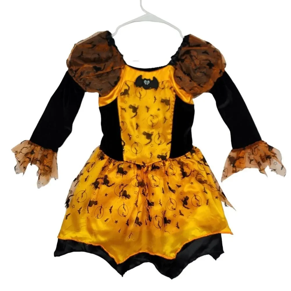 Orange & Black Girl Halloween Costume Size M